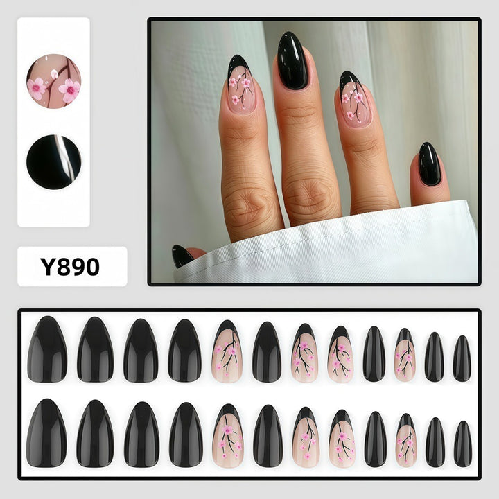 Trendy Artificial Nails with Floral Accents Bowlift