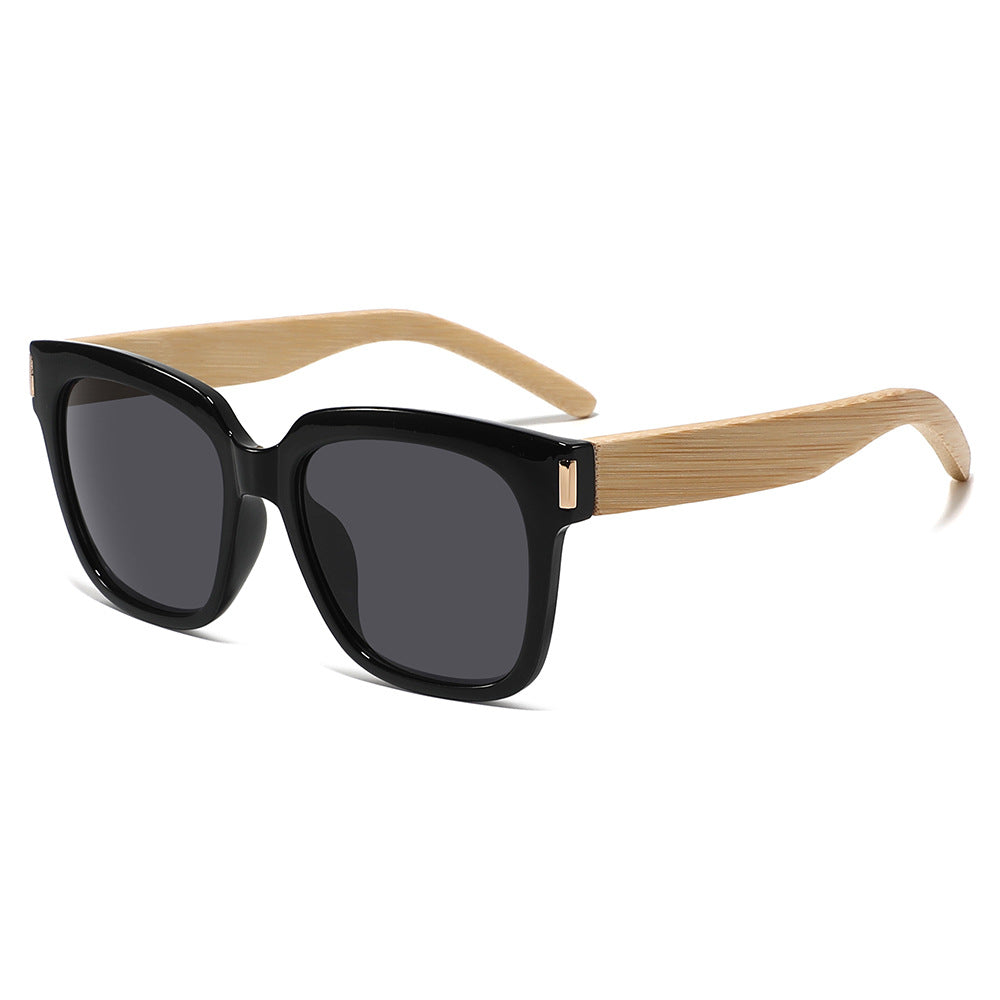 Rimless oversized cat eye polarized sunglasses with wood-effect temples Bowlift