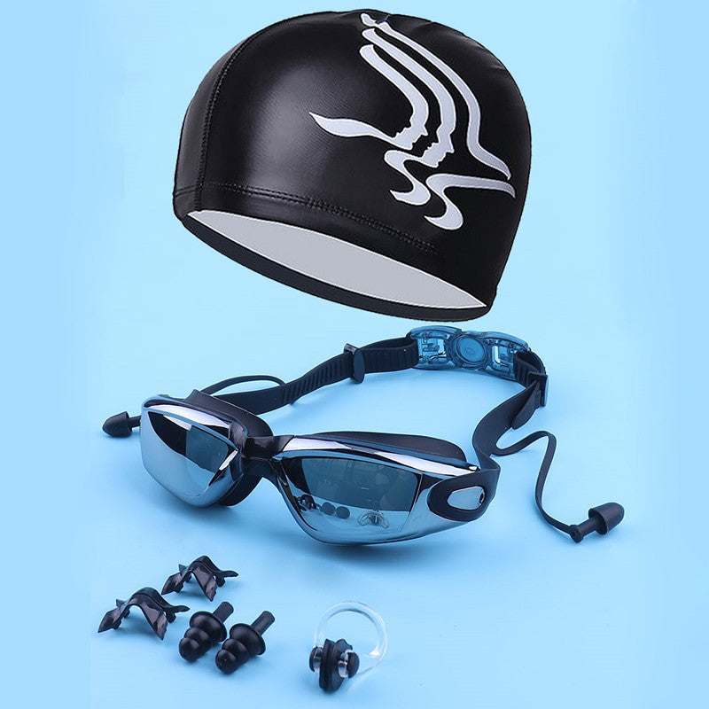 Swimming Sports Set with Ergonomic Swimming Goggles and Stylish Swim Cap Bowlift