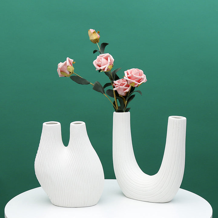 Unique Dual Chamber Ceramic Vase Bowlift