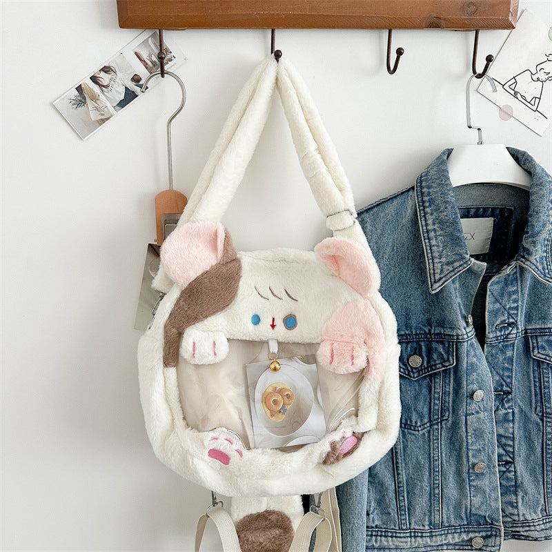 Plush handbag with transparent window Bowlift