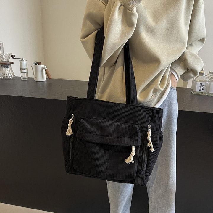 Textured Multi-Pocket Tote Bag Bowlift