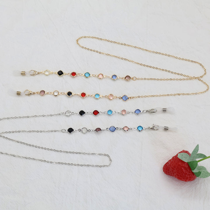Multicolor Gemstone Eyewear Chain Bowlift