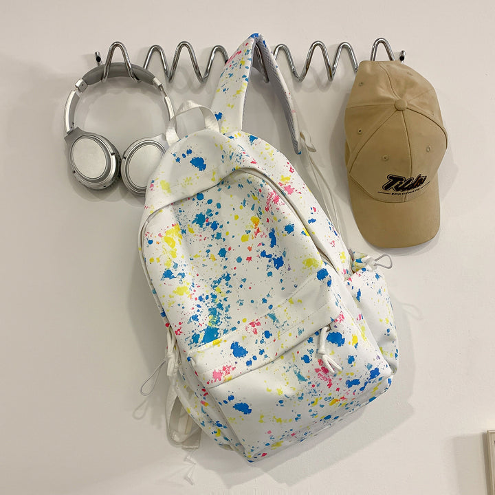 Artistic Splash-Patterned Backpack Bowlift