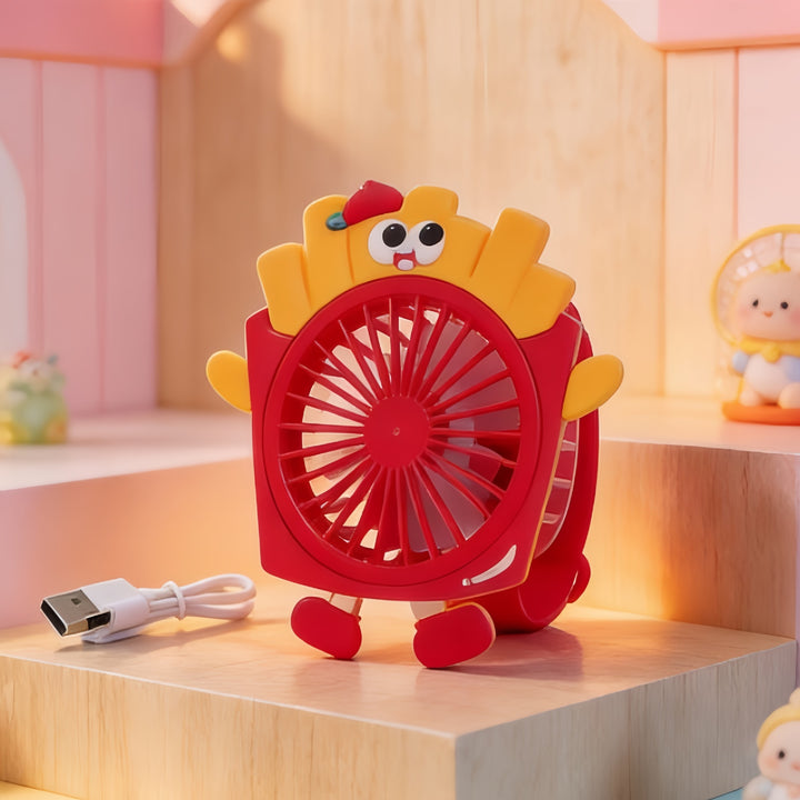 Ladies Portable Hand Fan with Childlike Design Bowlift