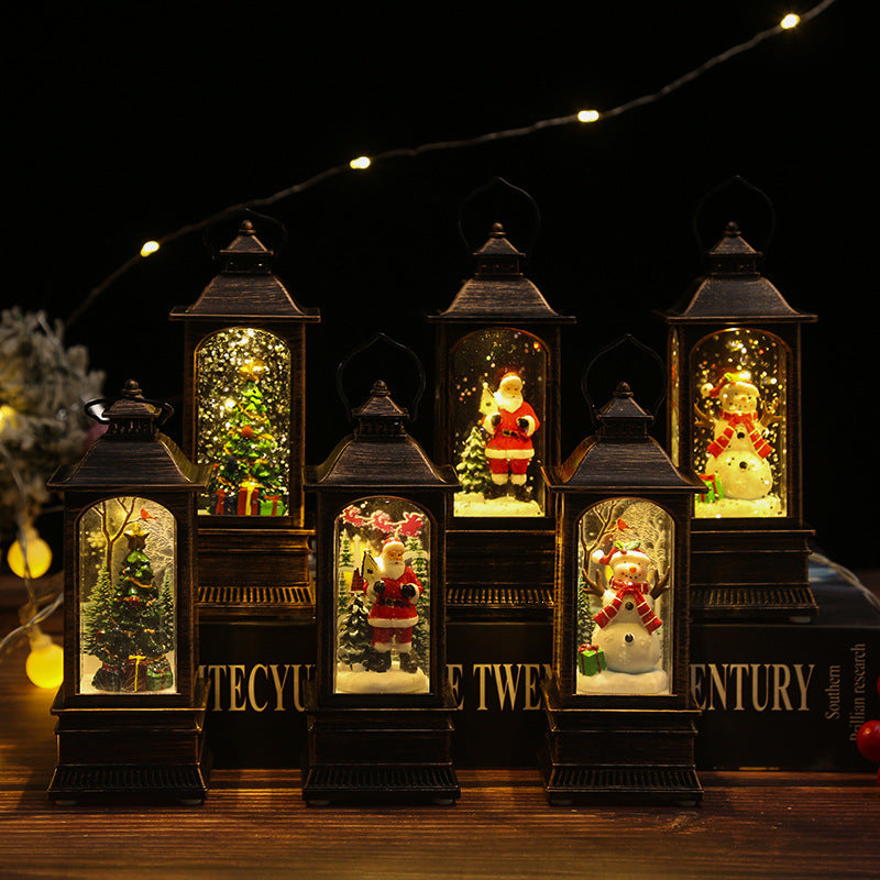 Nostalgic Christmas lantern with glowing snowman Bowlift