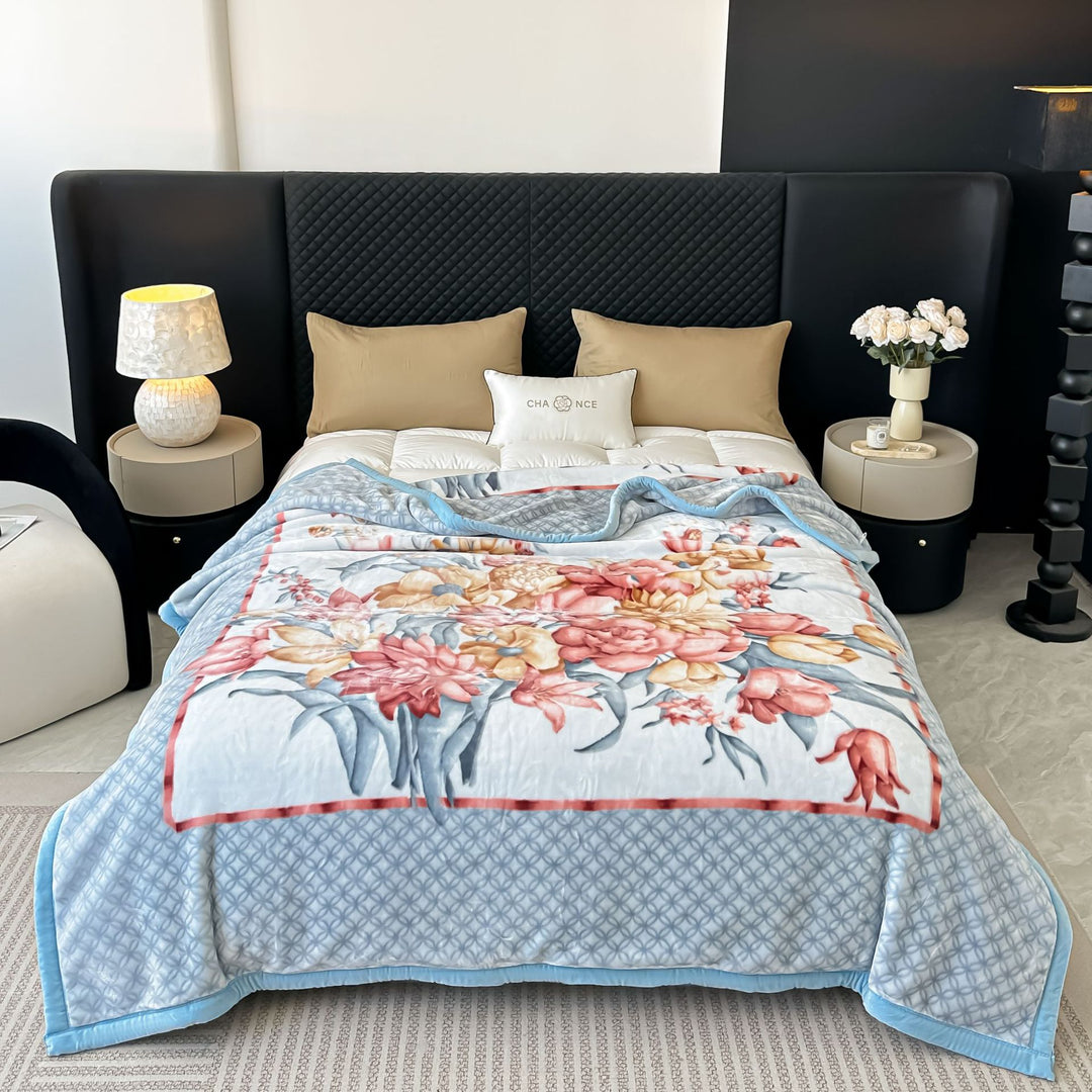 Floral Patterned Fleece Throw Blanket Bowlift
