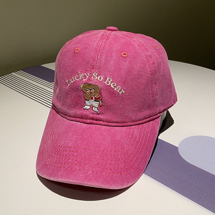 Unisex Casual Embroidered Bear Cap Bowlift