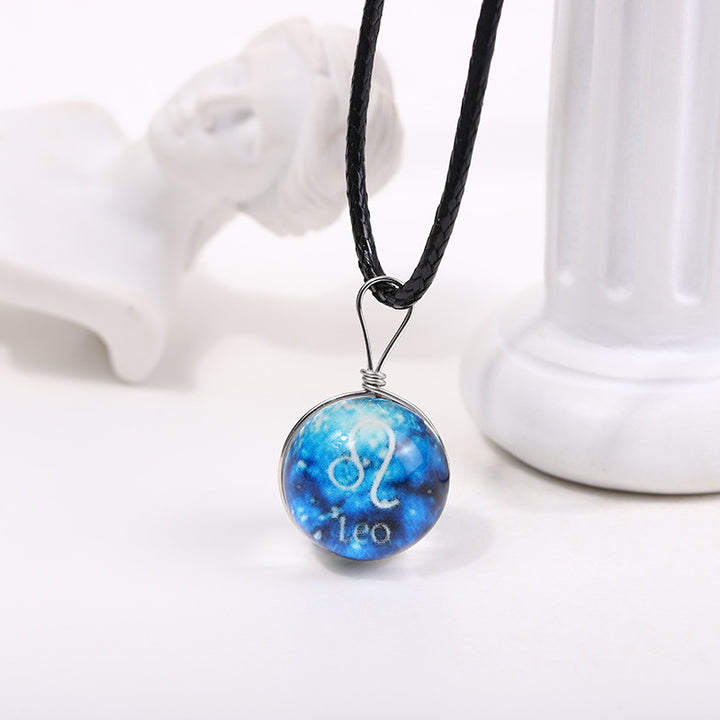 Zodiac Glass Dome Pendant Necklace on Braided Cord Bowlift