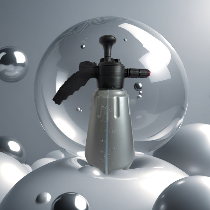 Pressurized handheld irrigation sprayer with ergonomic trigger and adjustable nozzle Bowlift