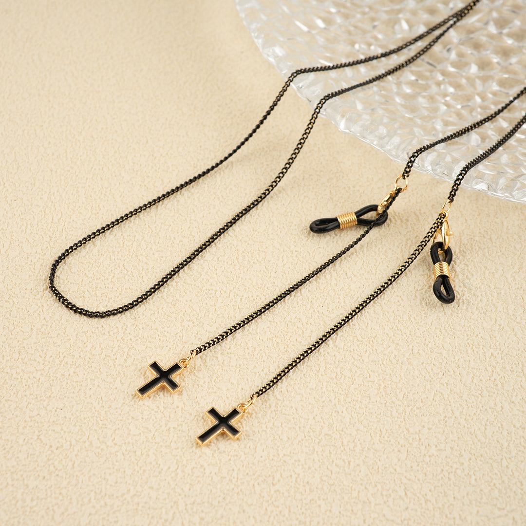 Stylish Beaded Cross Pendant Eyewear Chain Bowlift