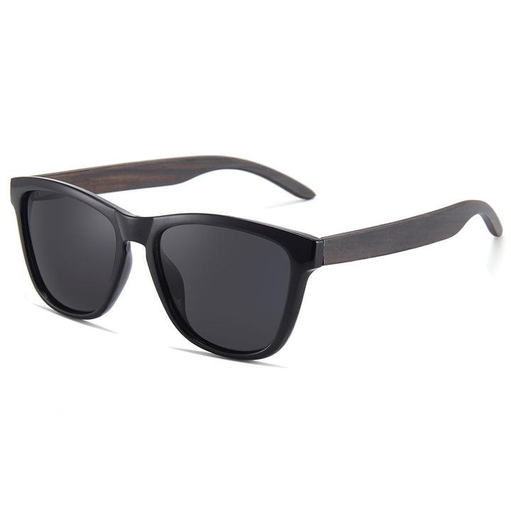 Rimless oversized cat eye polarized sunglasses with wood-effect temples Bowlift