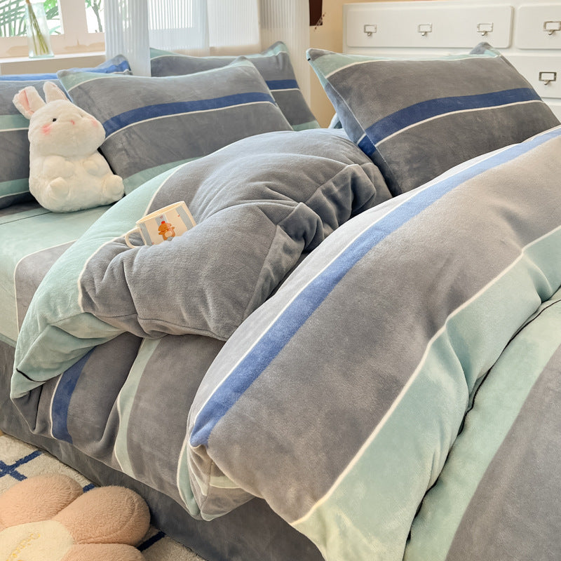 Plush Reversible Microfiber Comforter Set With Oversized Bolstered Body Pillow And Geometric Print