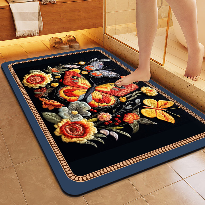 Floral Patterned Soft Bath Mat Bowlift