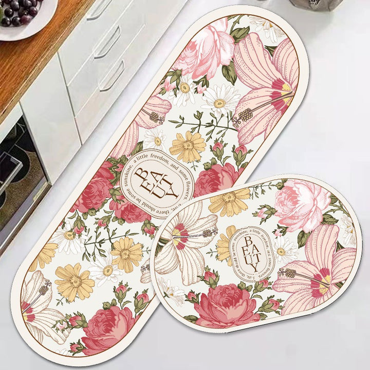 Floral Design Anti-Fatigue Kitchen Mat Bowlift