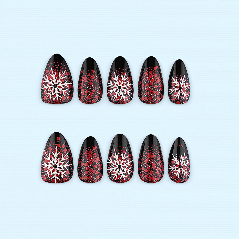 Artificial Winter Nails with Snowflake Pattern Bowlift