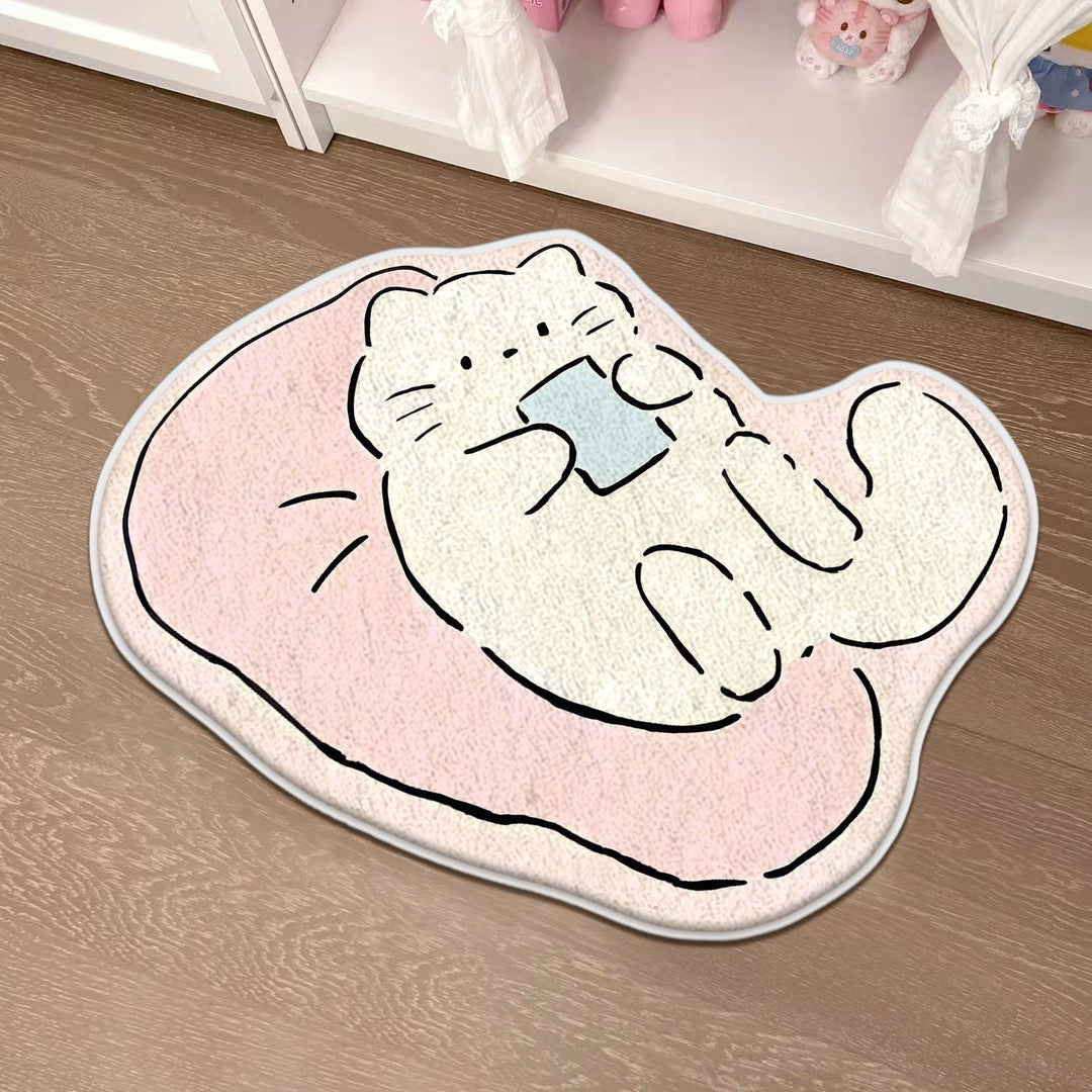 Children's Playful Cat-Shaped Area Mat Bowlift