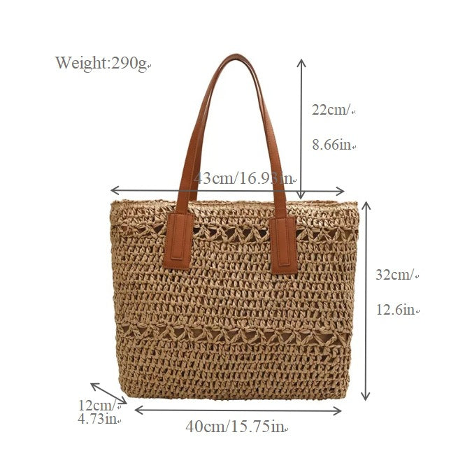 Handmade beach bag with wide leather handles Bowlift
