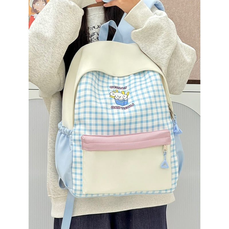 Casual Checkered Backpack Bowlift