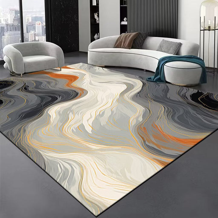 Contemporary Wave Pattern Area Rug Bowlift