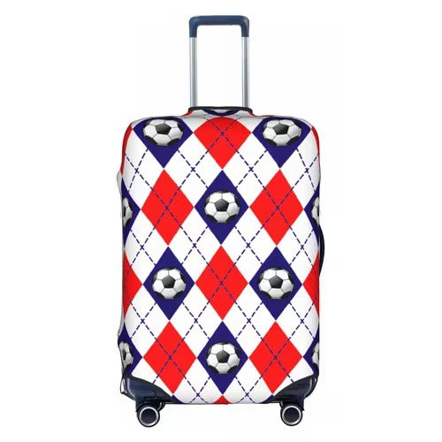 Unisex nan elastic luggage cover with football argyle pattern, tear-resistant stretch cover for trolley with handle and wheel openings Bowlift