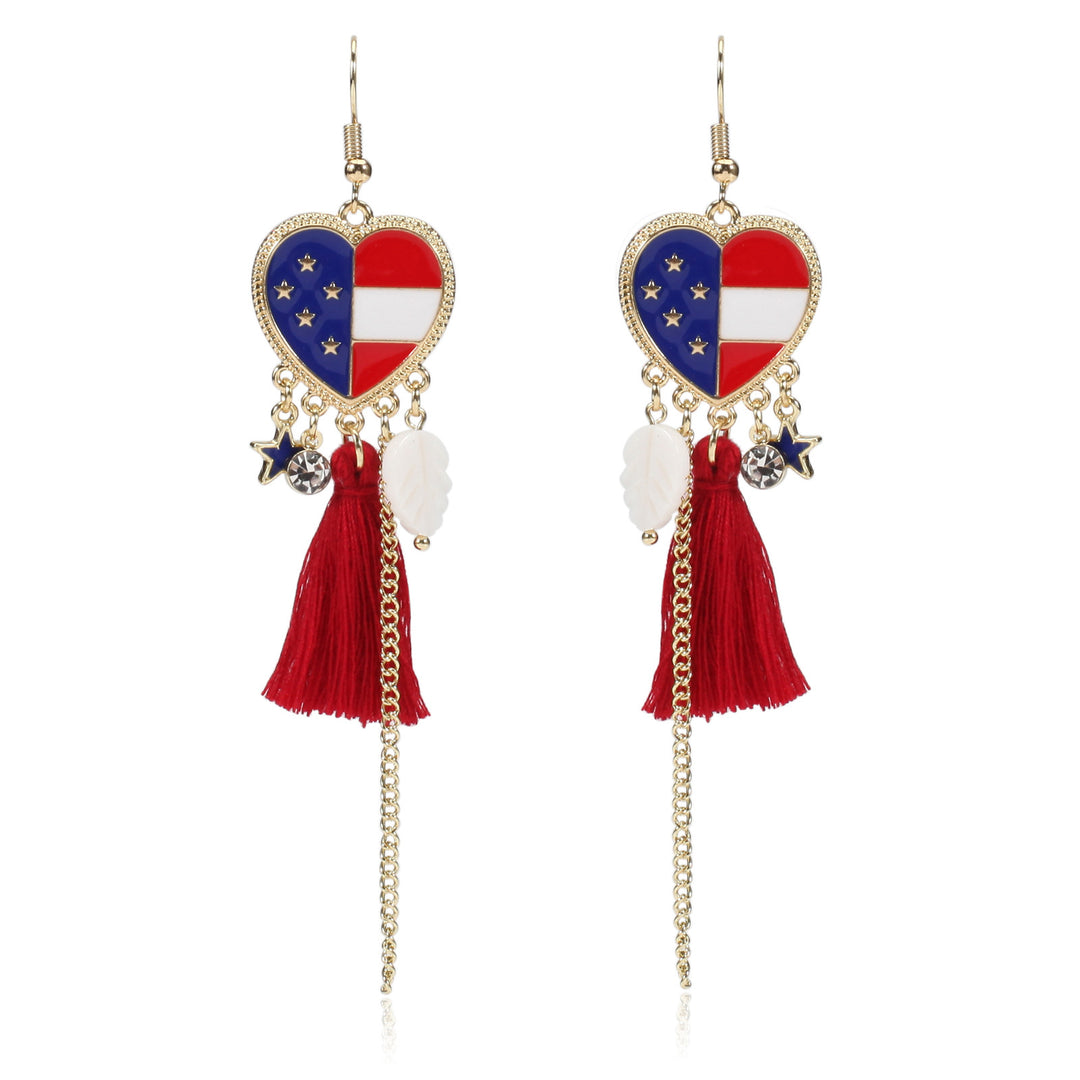 Women’s dangling earrings with enameled medallion and pearl fringes Bowlift