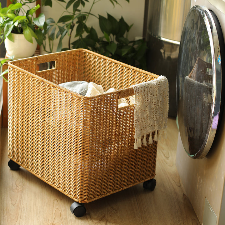 Rolling Woven Storage Basket Bowlift