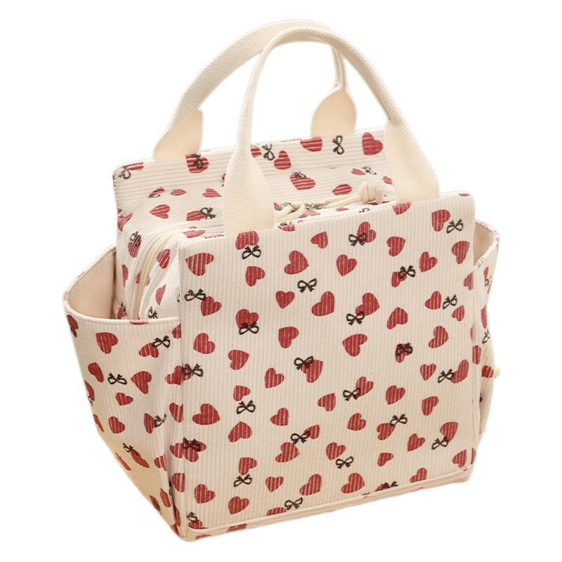 Insulated Heart Print Lunch Tote Bowlift