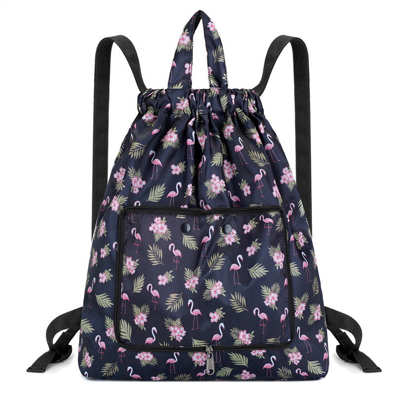 Lightweight Floral Drawstring Backpack Bowlift