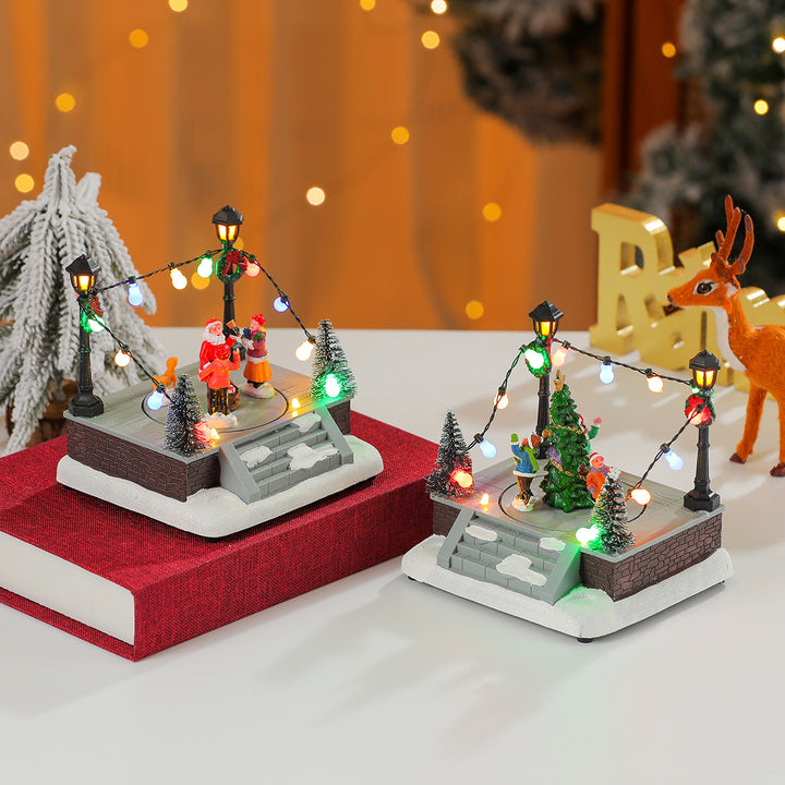 LED Illuminated Christmas Scene Figurine Bowlift