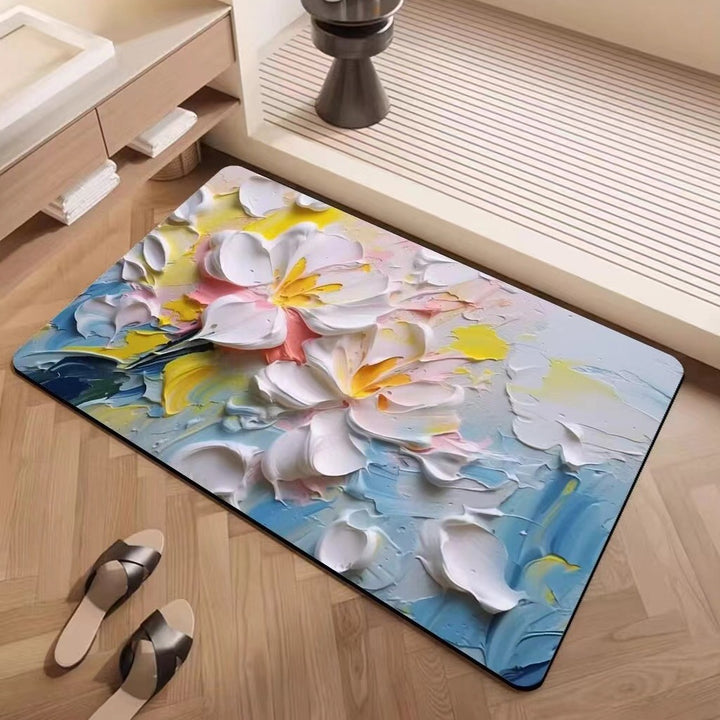 Luxury Textured Floral Bath Mat Bowlift