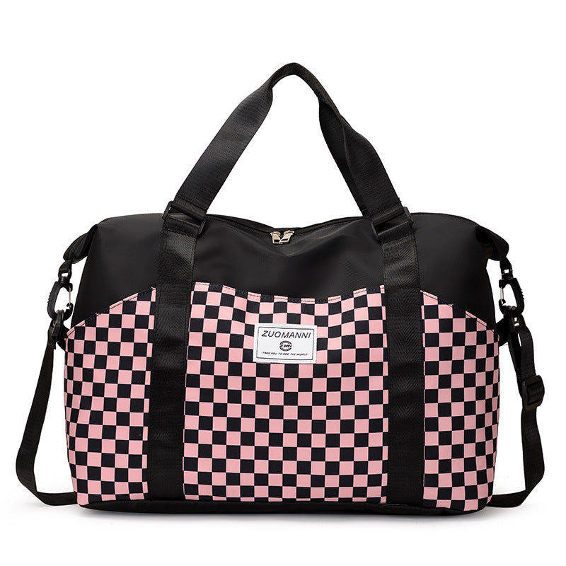 Stylish Checkerboard Duffle Bag Bowlift