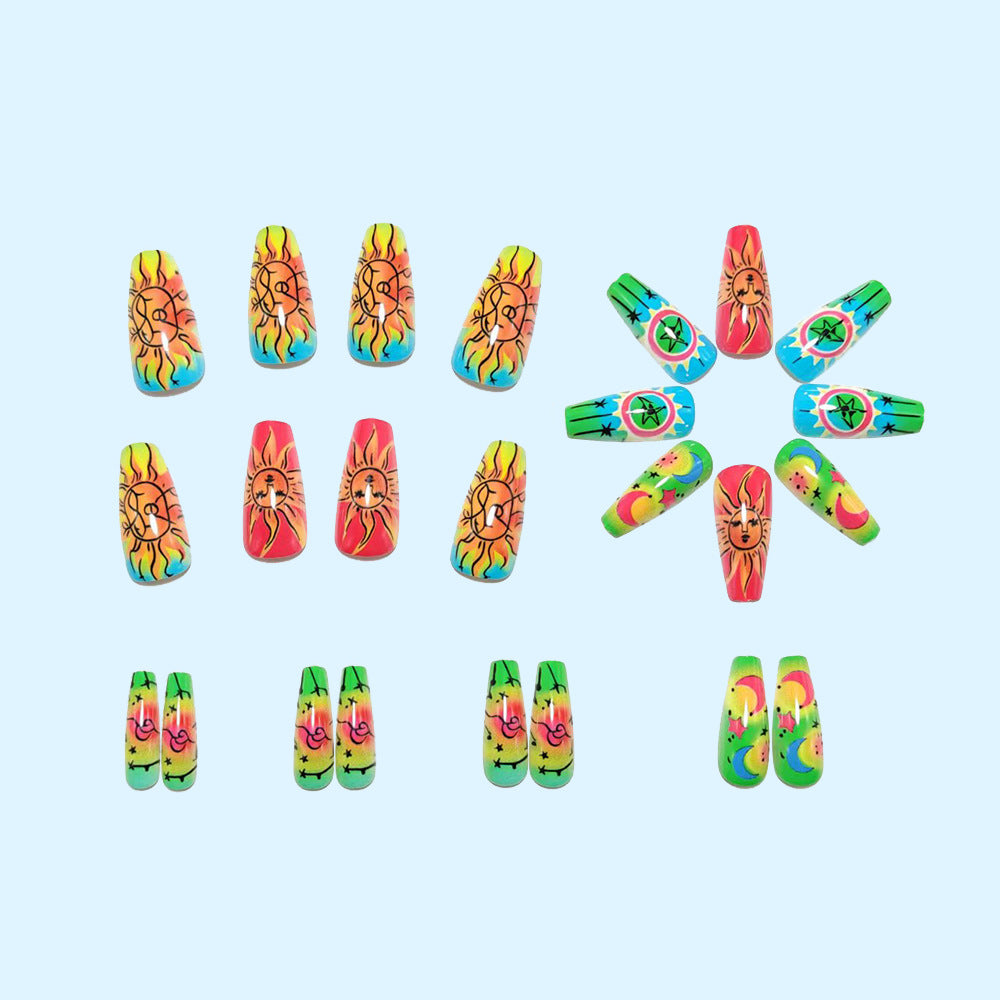 Creative neon-themed art nails with fantastic patterns Bowlift