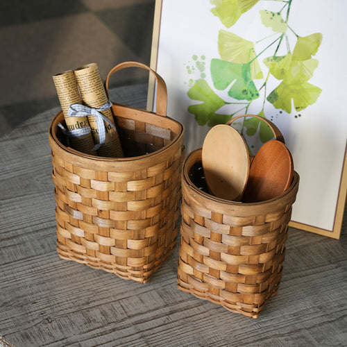 Handcrafted Wicker Storage Cylinder Bowlift