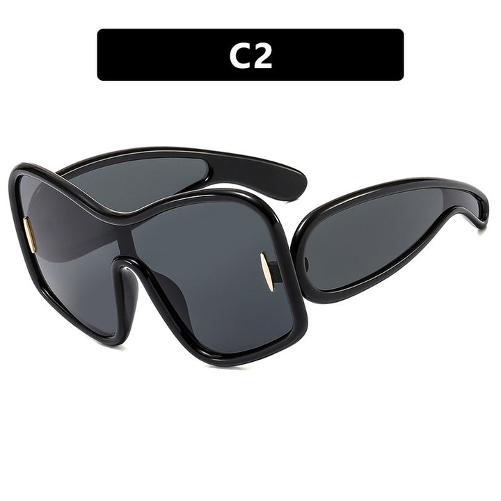 Women’s futuristic sunglasses with extra wide design and protective UV filter Bowlift