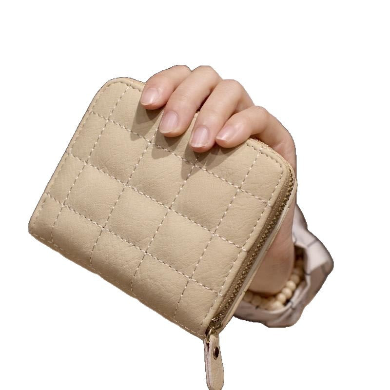 Quilted Textured Zip-Around Compact Wallet with Multiple Card Slots Bowlift
