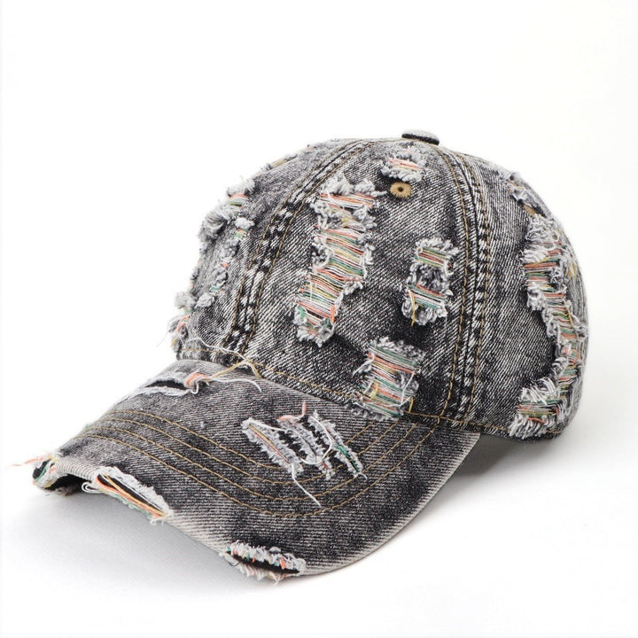 Women's Distressed Denim Baseball Cap Bowlift