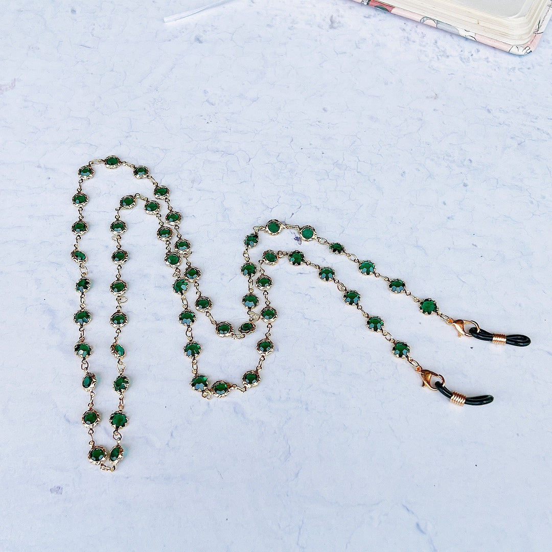 Elegant Black Gemstone Eyewear Chain Bowlift