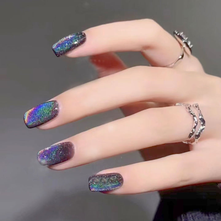 Elegant Holographic Press-On Nails