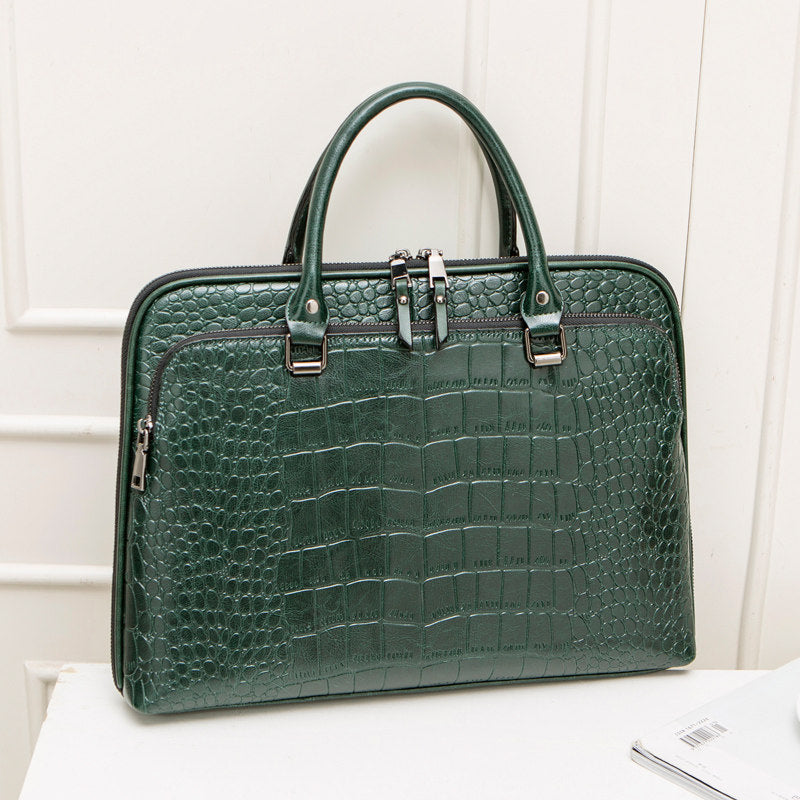 Elegant Laptop Briefcase in Crocodile Look Bowlift