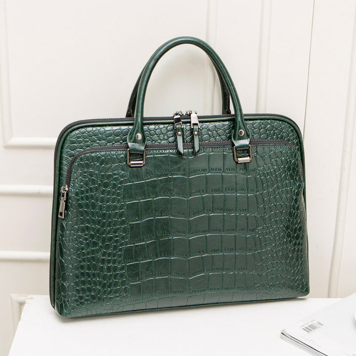Elegant Laptop Briefcase in Crocodile Look Bowlift
