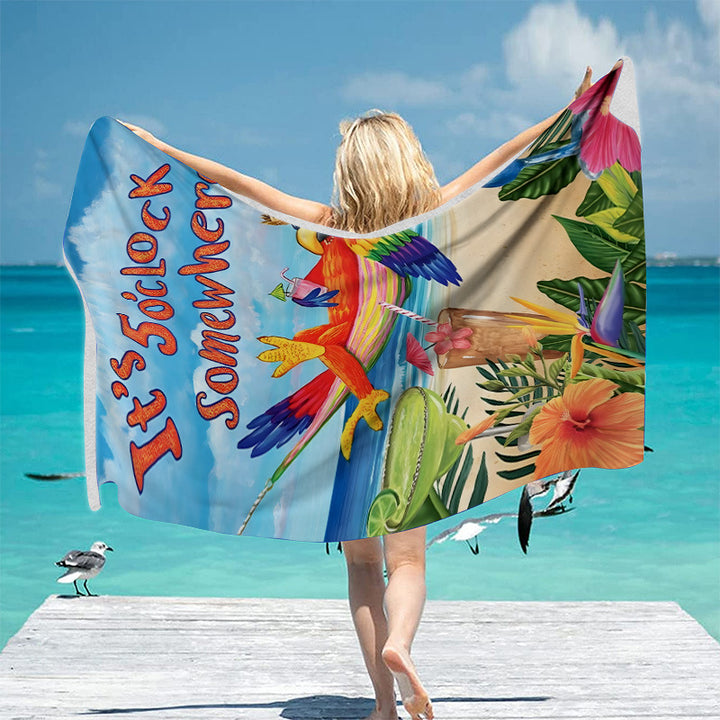 Beach towel with vibrant tropical motif Bowlift