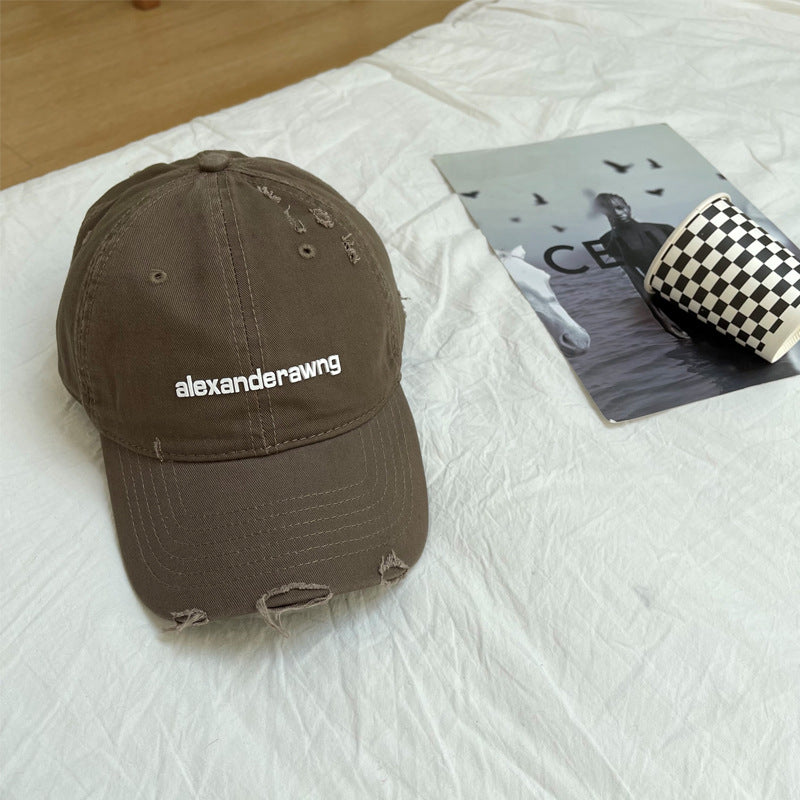 Unisex Distressed Cotton Baseball Cap Bowlift