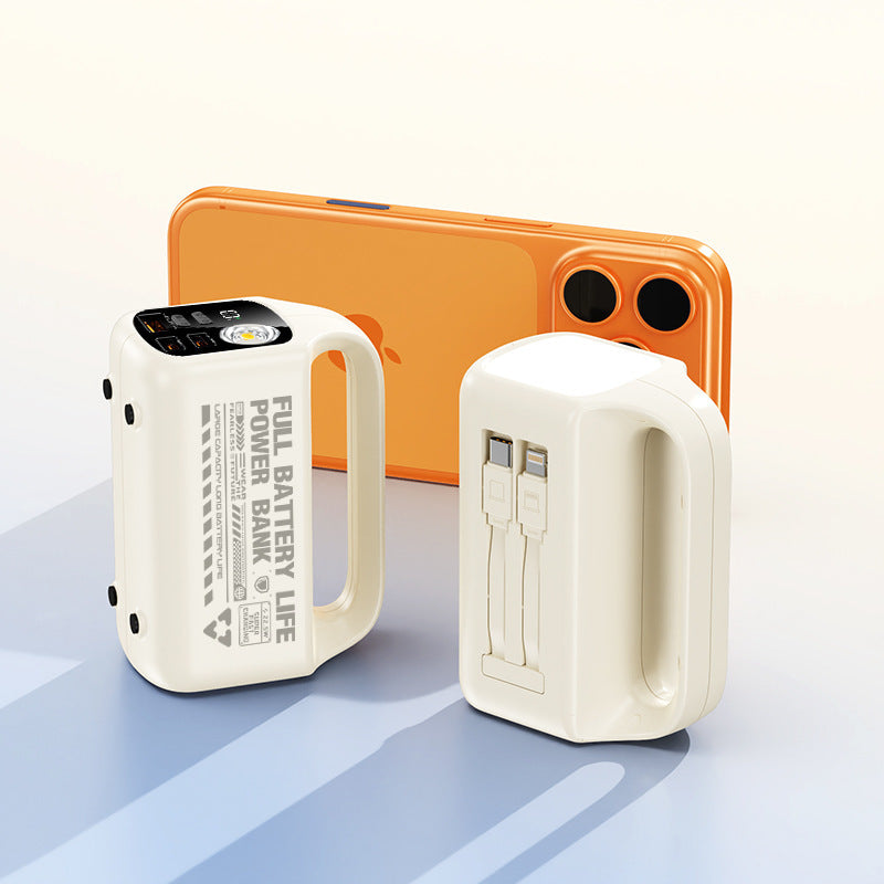 Portable power bank with integrated cable and ergonomic design Bowlift