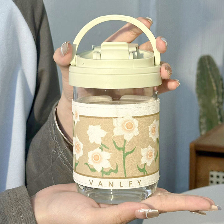 Ladies Insulated Drinking Cup with Elegant Floral Pattern Bowlift