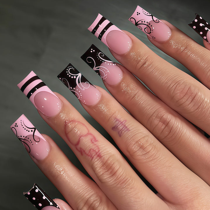 Decorative Long Press-On Nail Art Tips Bowlift