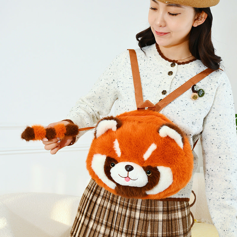 Plush Shoulder Bag with Cute Red Fox Design Bowlift