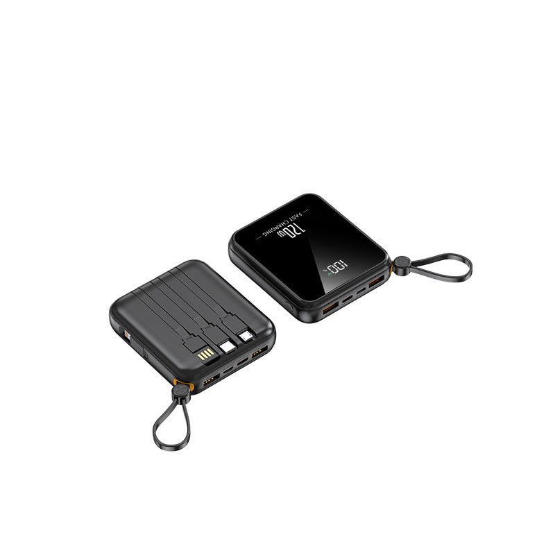 Portable power bank with integrated charging cable and LED display Bowlift