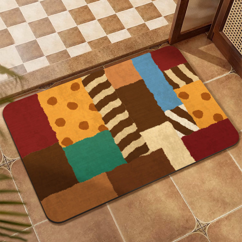 Colorful Patchwork Design Floor Mat Bowlift