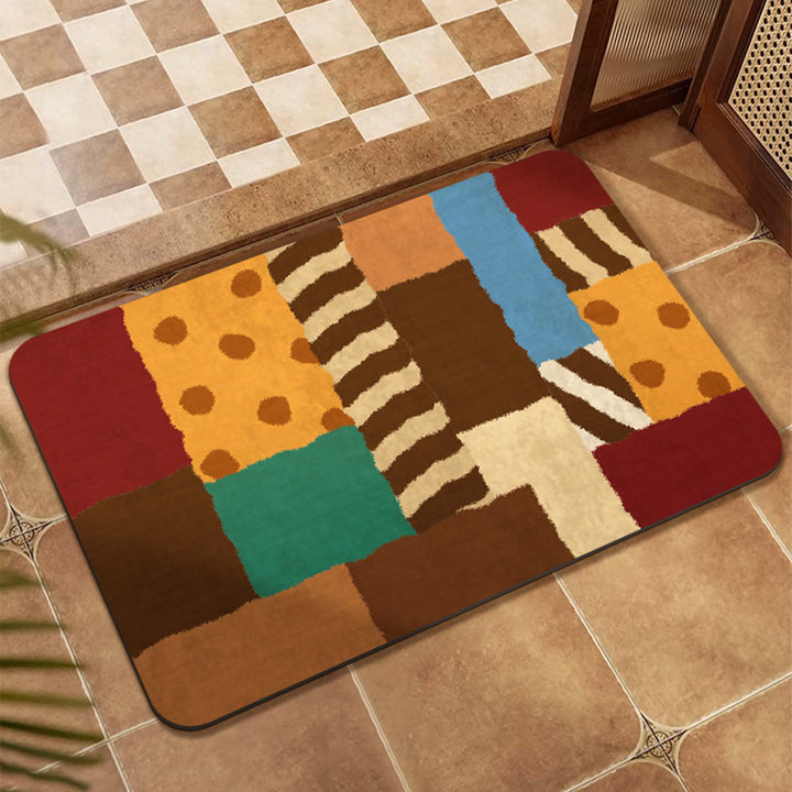 Colorful Patchwork Design Floor Mat Bowlift
